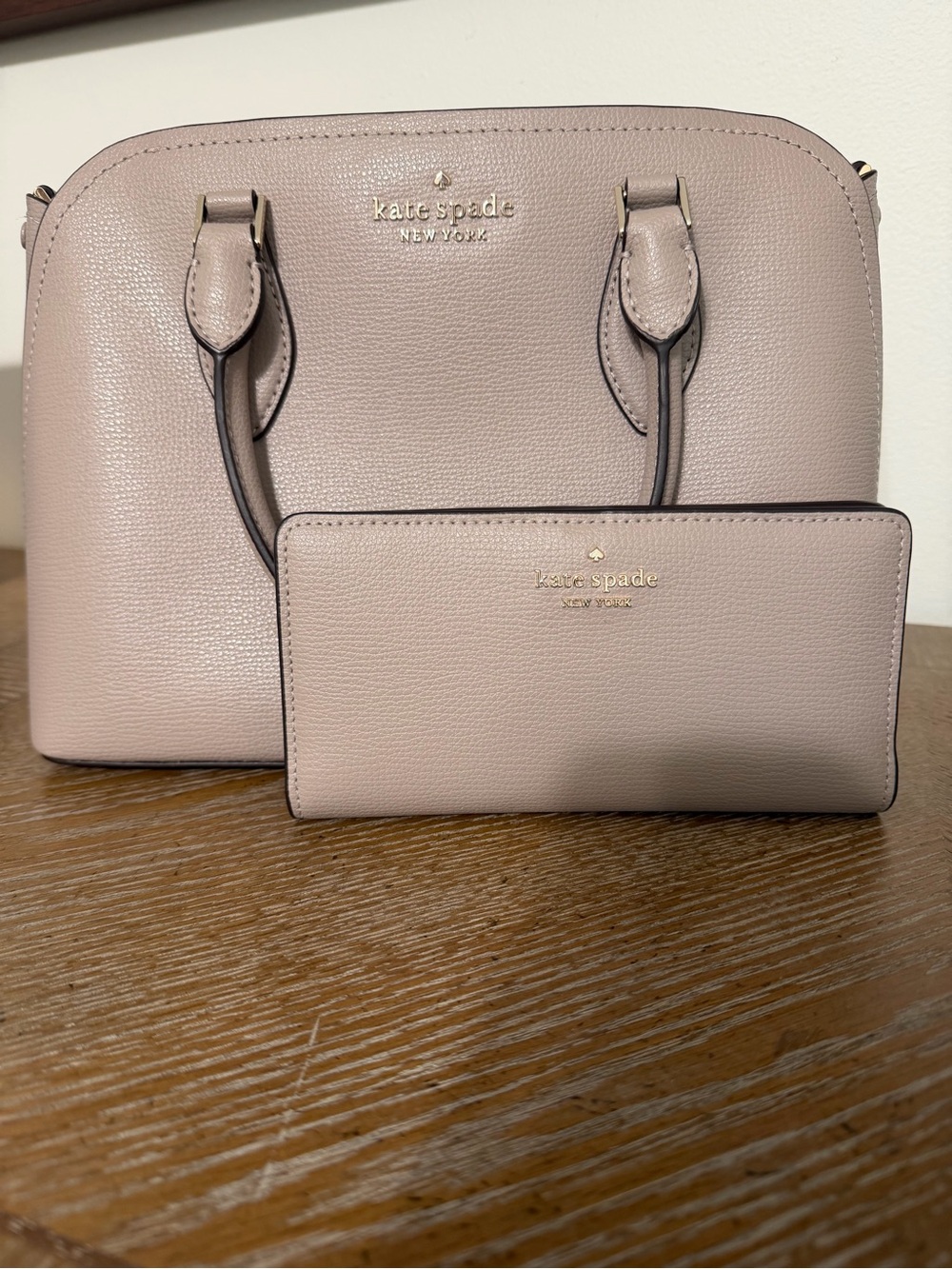 Kate Spade Satchel Handbag + Matching Wallet Blush Taupe